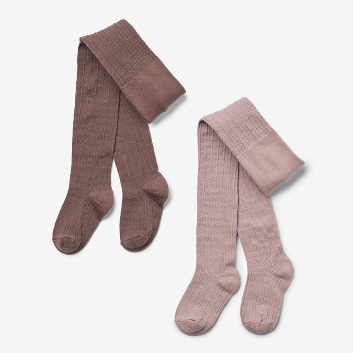 Wheat Main 2 pk Wool Lace Tights Karla Socks/Tights 3008 shadow brown