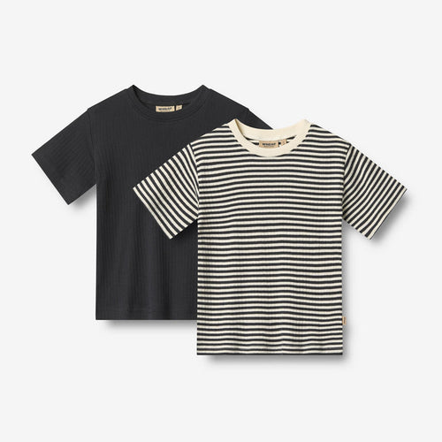 Wheat Main 2 Rib T-shirt S/S Fabian T-Shirt 9432 navy rib stripe