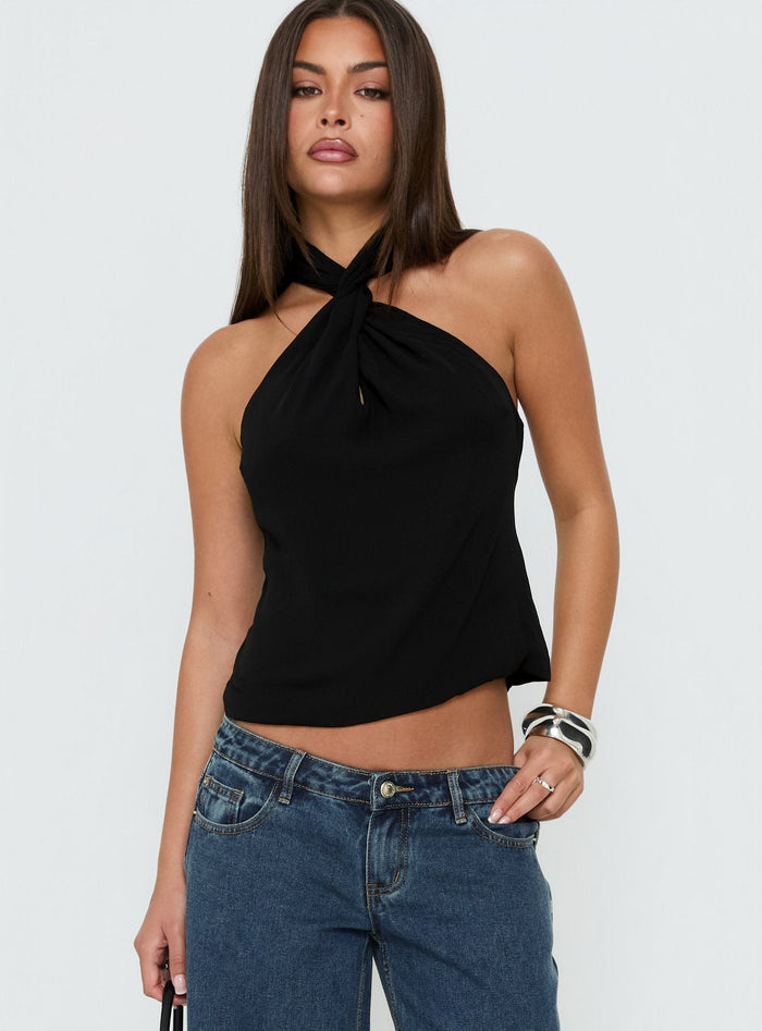 Adalynne Twist Front Top Black
