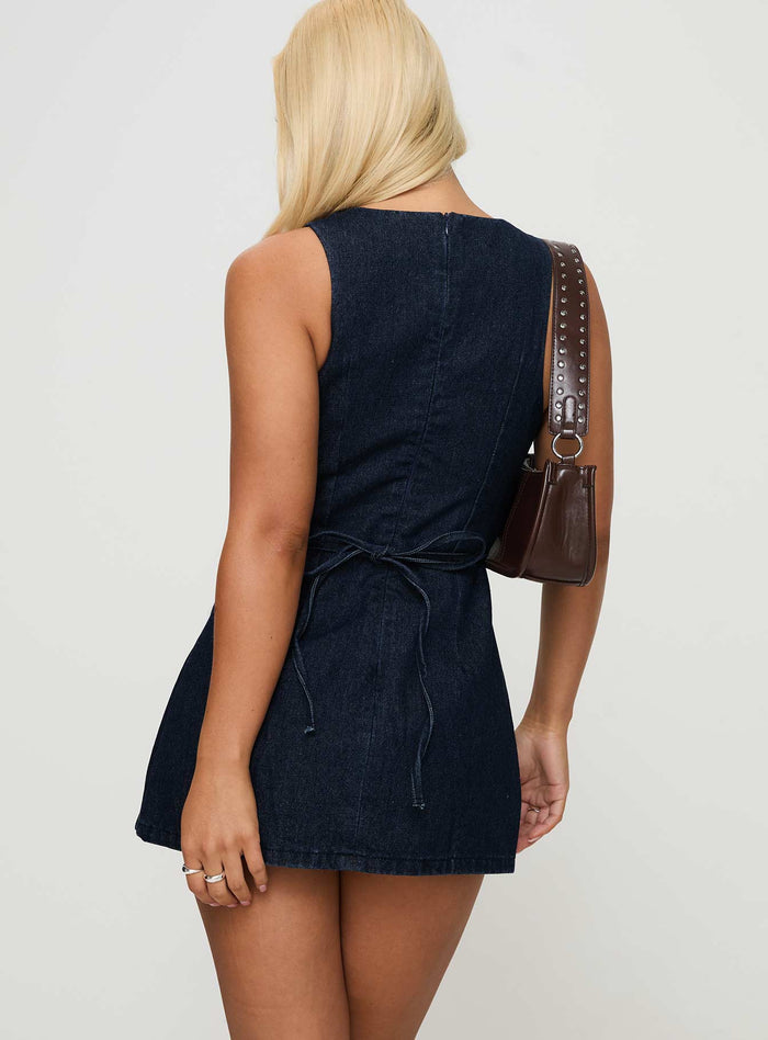 Ainsleigh Shift Denim Playsuit Dark Wash Petite