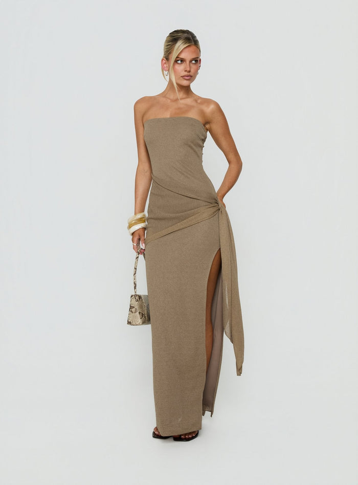 Analeah Strapless Maxi Dress Brown