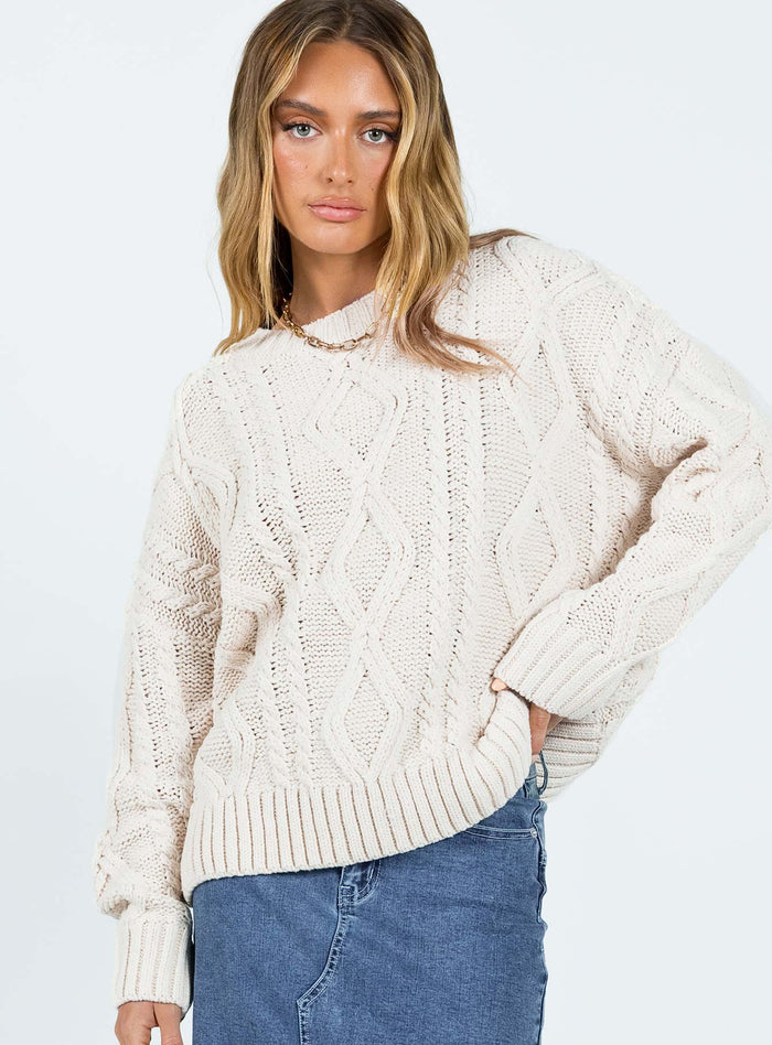 product Anaya Oversized Sweater Beige Princess Polly  Long