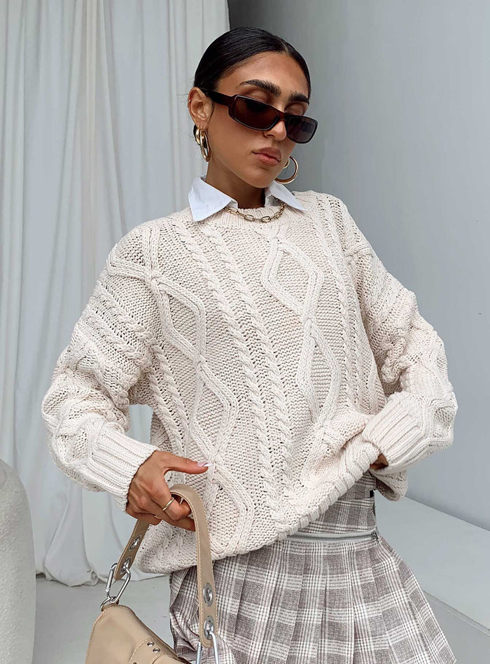 product Anaya Oversized Sweater Beige Princess Polly  Long