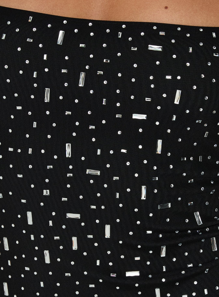Anestassia Embellished Mini Dress Black
