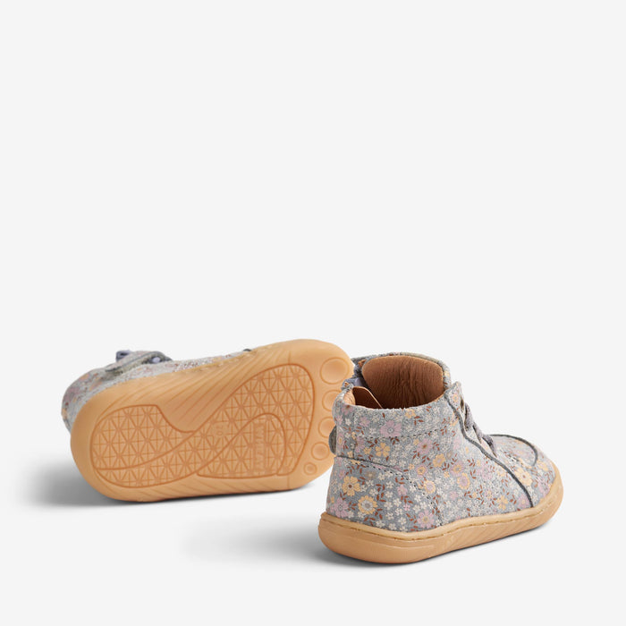 Wheat Footwear Barefoot Prewalker Malia Prewalker 9765 slightly blue flowers