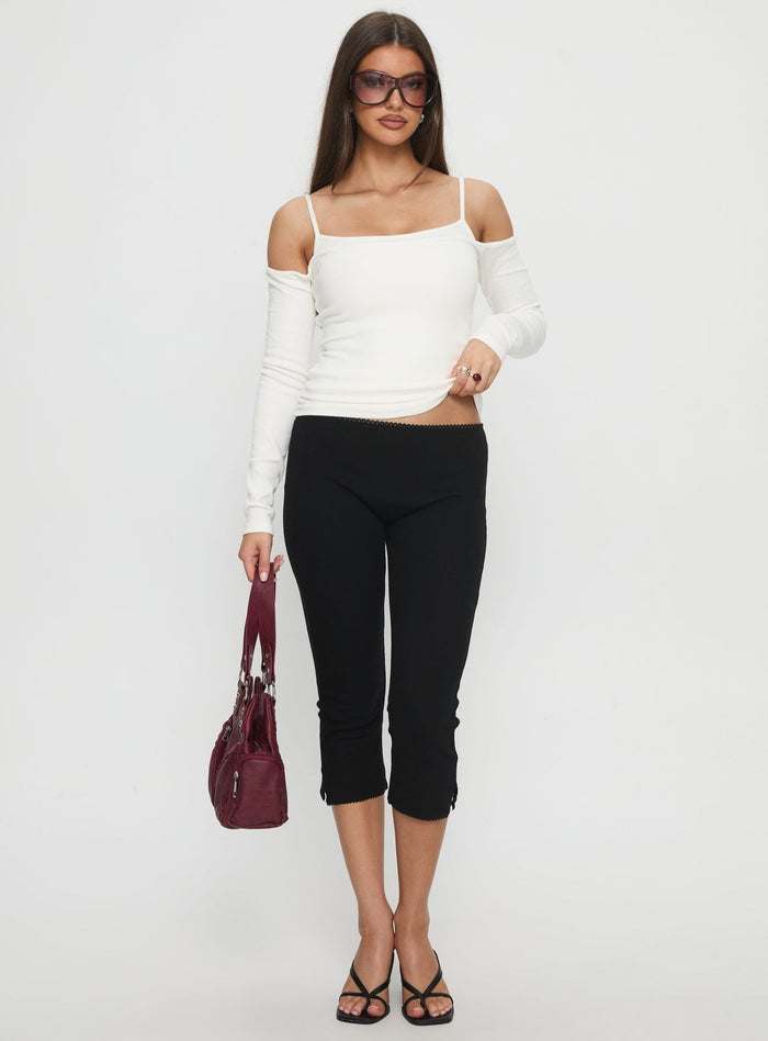 Baseline Rib Capri Trousers Black Tall
