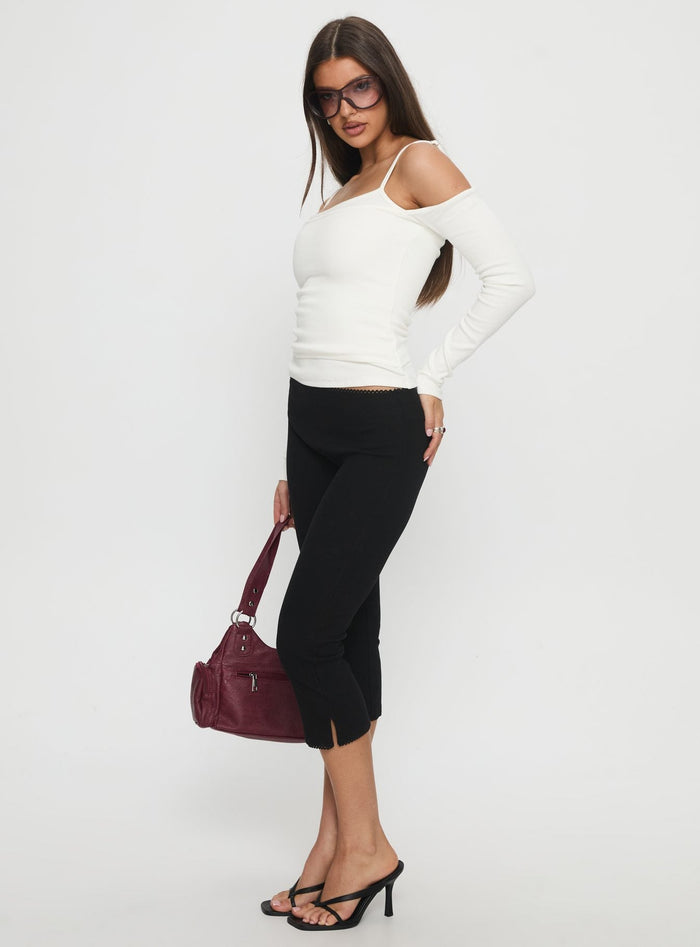 Baseline Rib Capri Trousers Black Tall