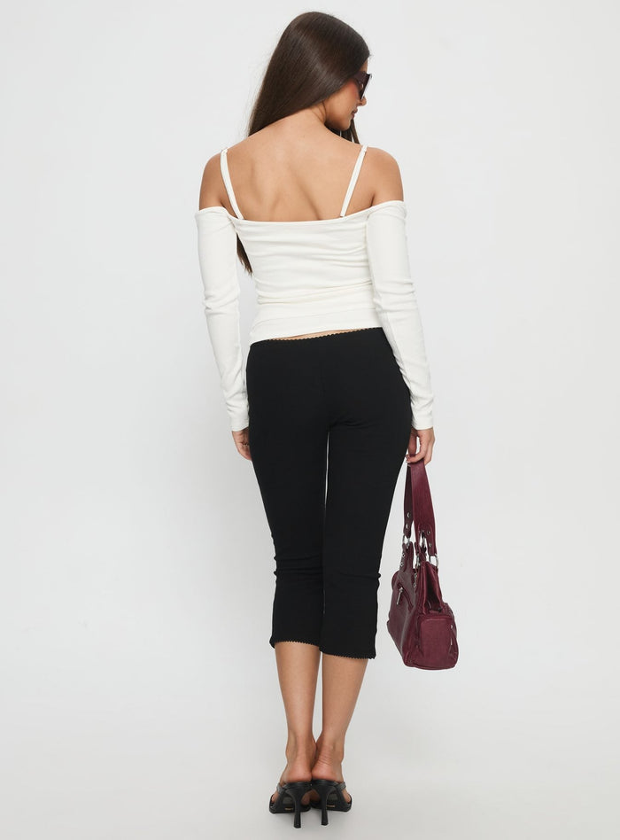 Baseline Rib Capri Trousers Black Tall