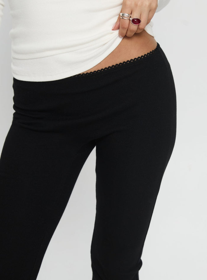 Baseline Rib Capri Trousers Black Tall