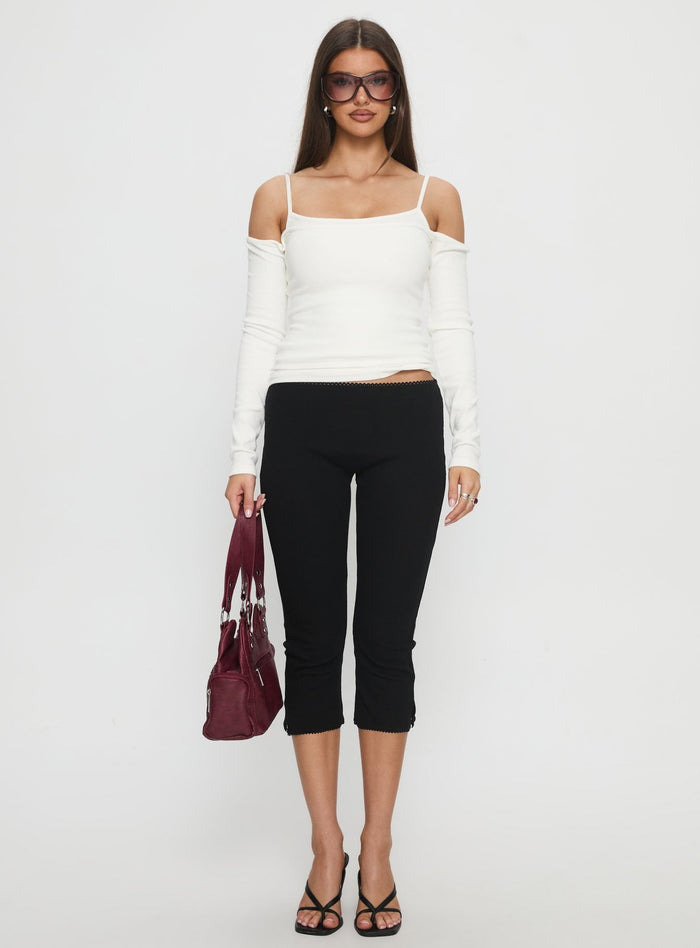 Baseline Rib Capri Trousers Black Tall