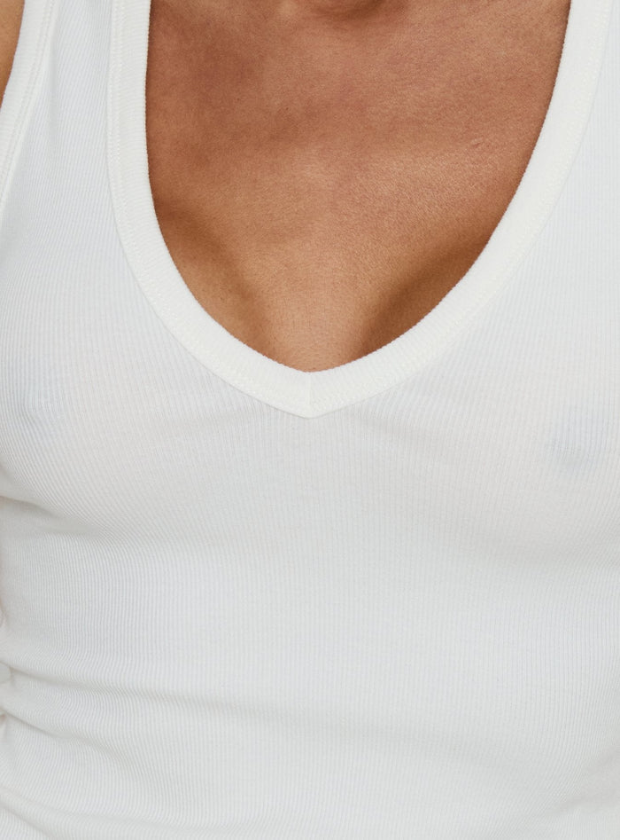 Baseline V Neck Rib Vest Top White