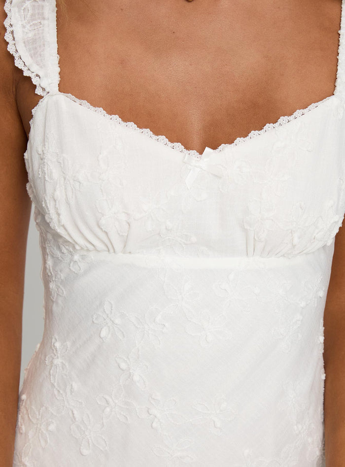 product Princess Polly Beacall Embroidered Mini Dress White V-Neck