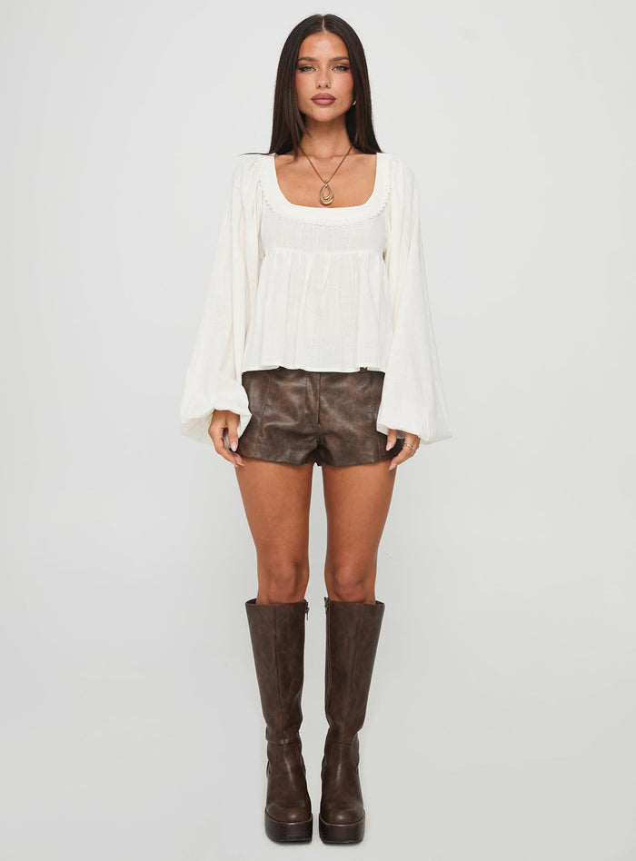 Benjie Long Sleeve Top White