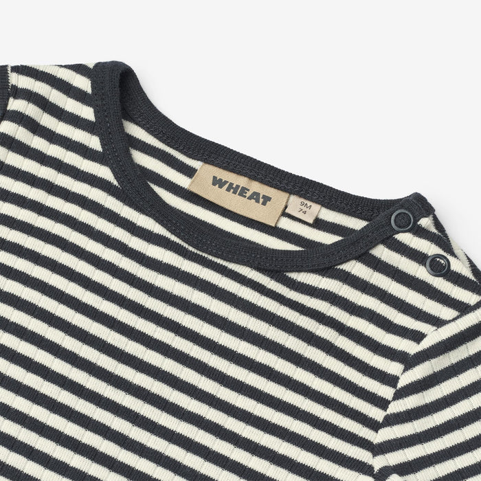 Wheat Main Body S/S Edvald Body 9432 navy rib stripe