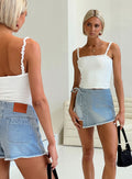 product Bowden Skort Light Wash Denim Princess Polly High Waisted Shorts
