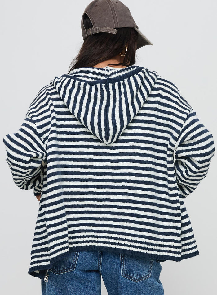 back view of model wearing Princess Polly Brienna Zip Jacket Navy Long