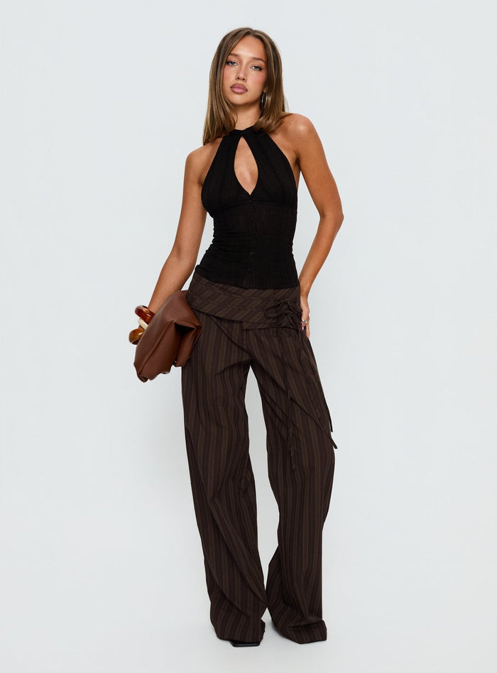 Call You Up Keyhole Backless Top Black