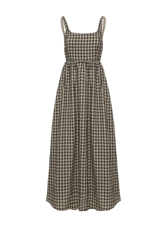 product Princess Polly Cartmel Check Maxi Dress Black / Cream Petite Square Neck