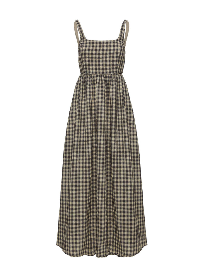 product Princess Polly Cartmel Check Maxi Dress Black / Cream Square Neck