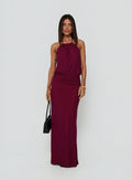 Casperina Ruched Halter Maxi Dress Berry