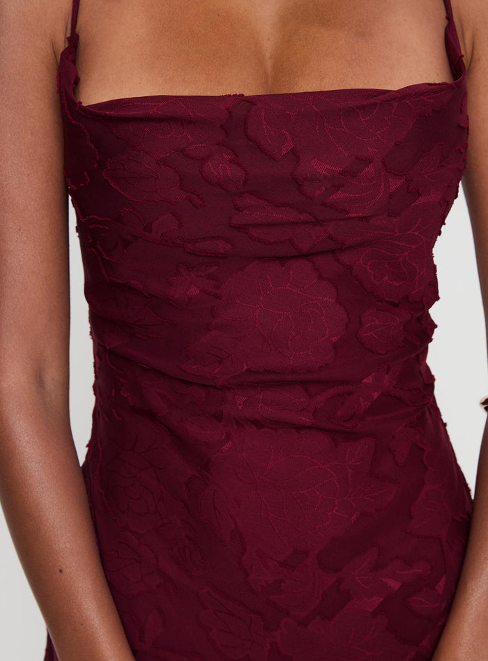 product Princess Polly Celena Maxi Dress Burgundy Cowl Neck