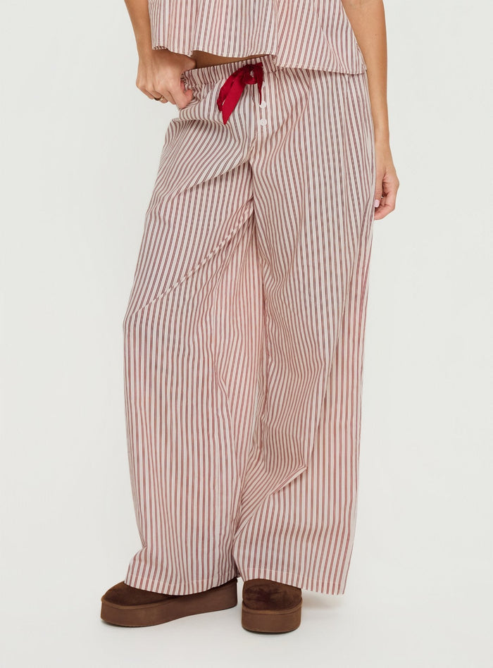 Chill Club Sleep Relaxed Trousers Red / White Stripe