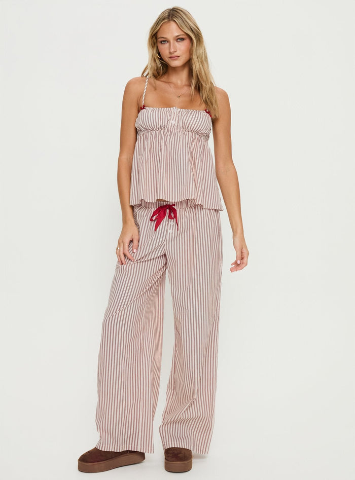 Chill Club Sleep Relaxed Trousers Red / White Stripe