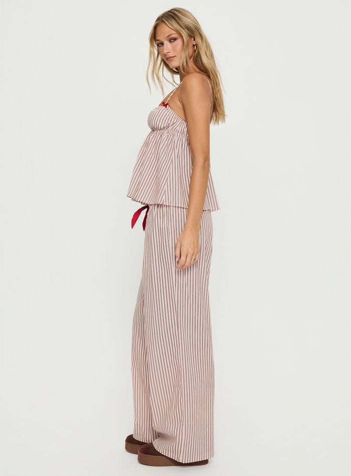 Chill Club Sleep Relaxed Trousers Red / White Stripe