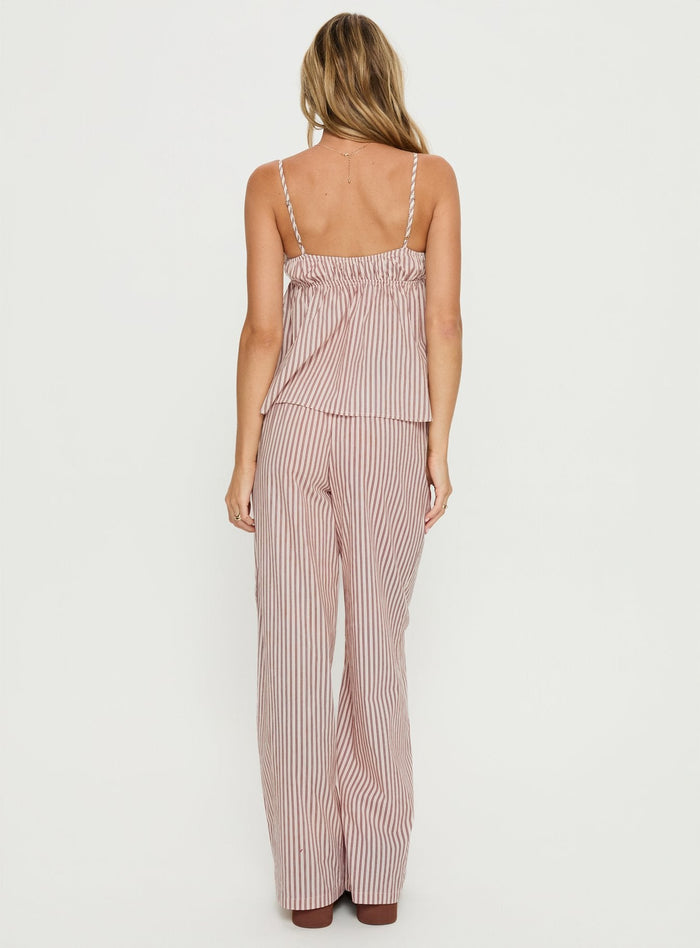 Chill Club Sleep Relaxed Trousers Red / White Stripe