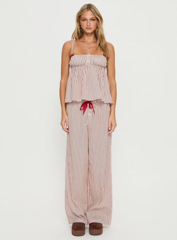 Chill Club Sleep Relaxed Trousers Red / White Stripe