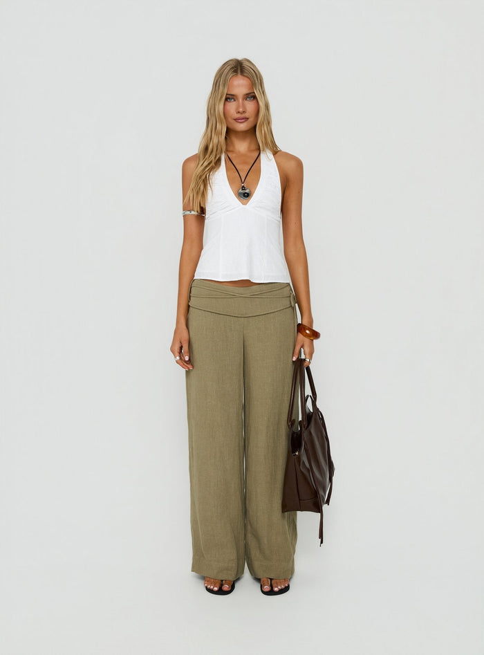 Claudiana Gathered Halter Top White