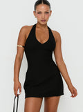 Claudina Halter Playsuit Black