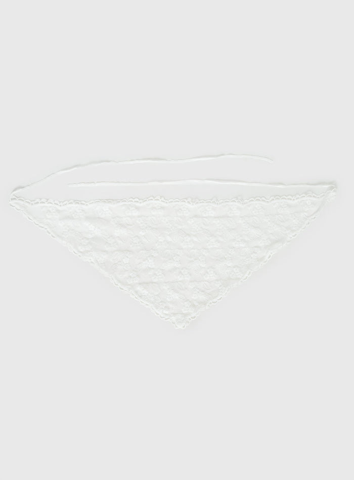 Creme Brulee Lace Hair Scarf White