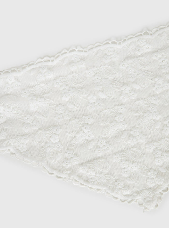 Creme Brulee Lace Hair Scarf White