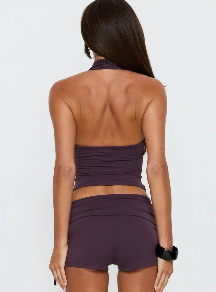 Daily Define Halter Vest Top Aubergine
