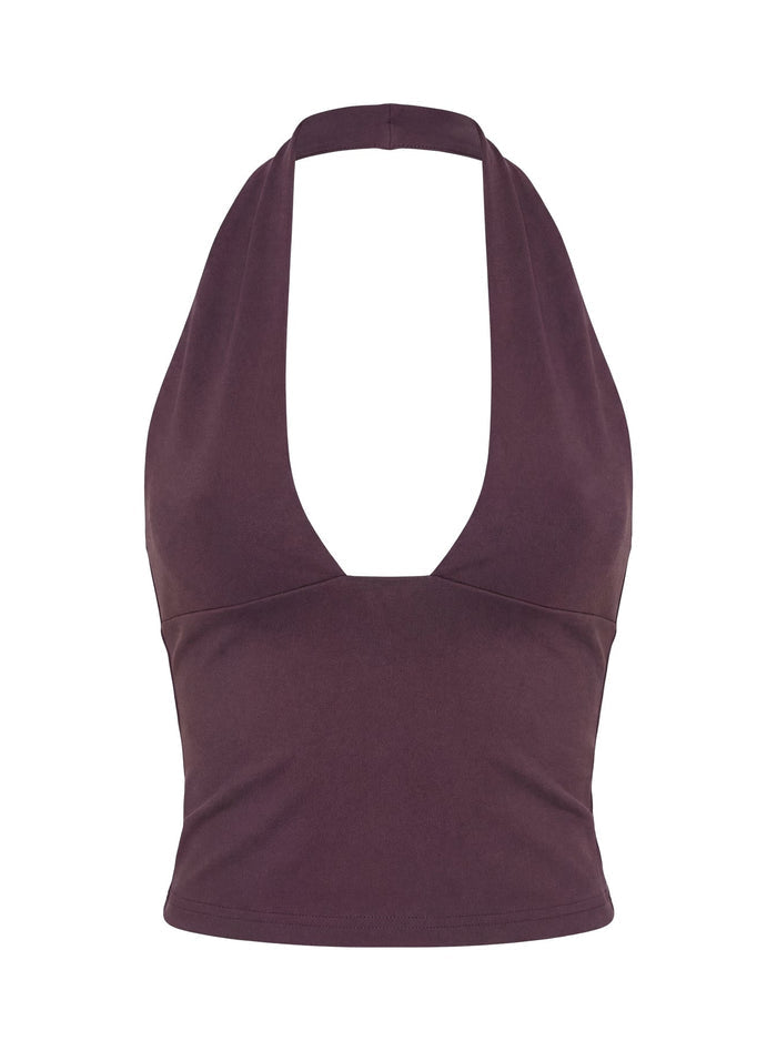 Daily Define Halter Vest Top Aubergine