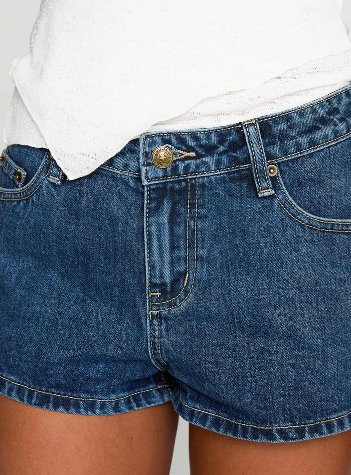 product Princess Polly Dreamful Low Rise Mini Denim Short Mid Wash Low Rise Shorts