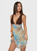 Edeni Lace Splice Halter Mini Dress Multi