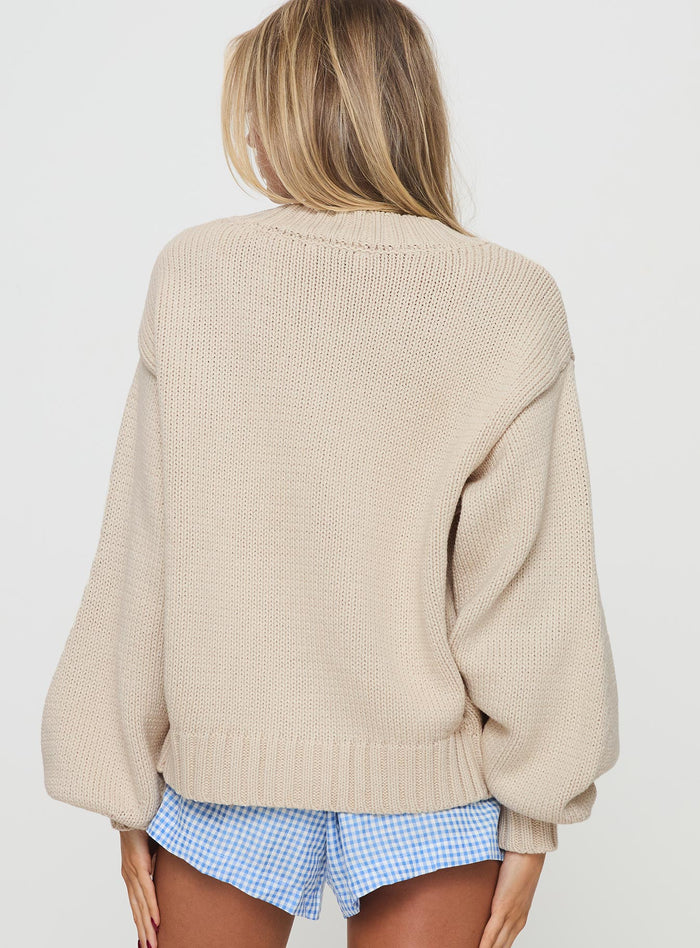 back view of model wearing Princess Polly Edern Cardigan Cream Long