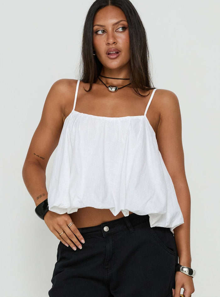 Elfina Babydoll Bubble Top White