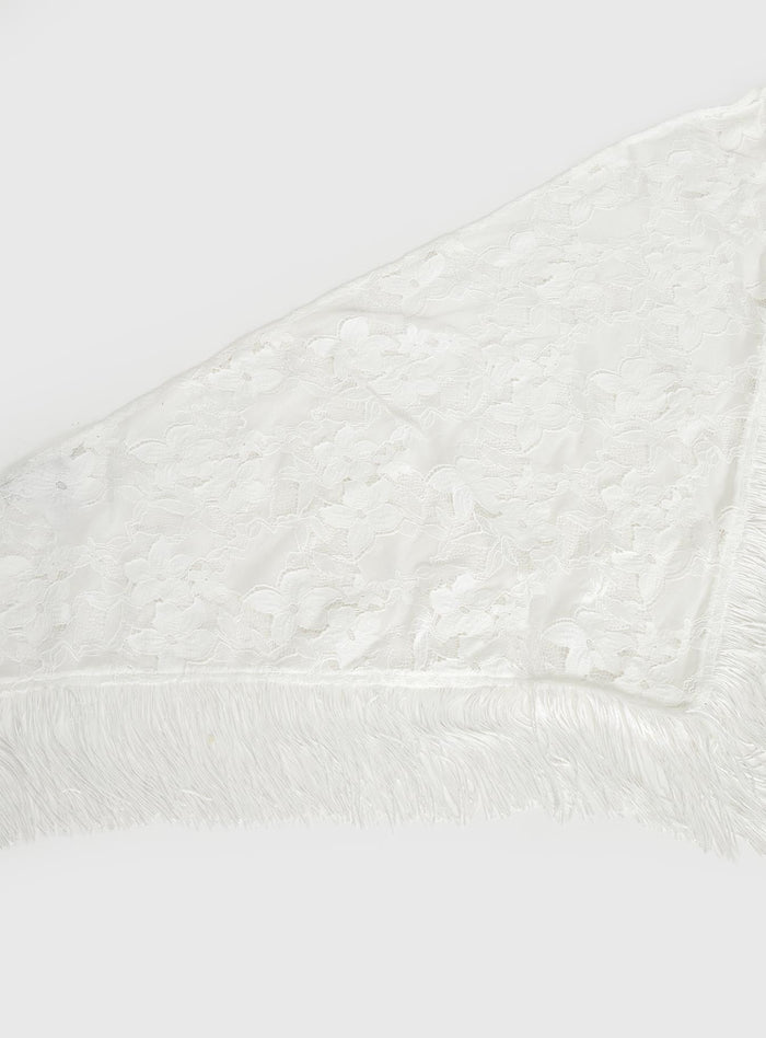 Elizebeth Tie Waist Tassel Belt White