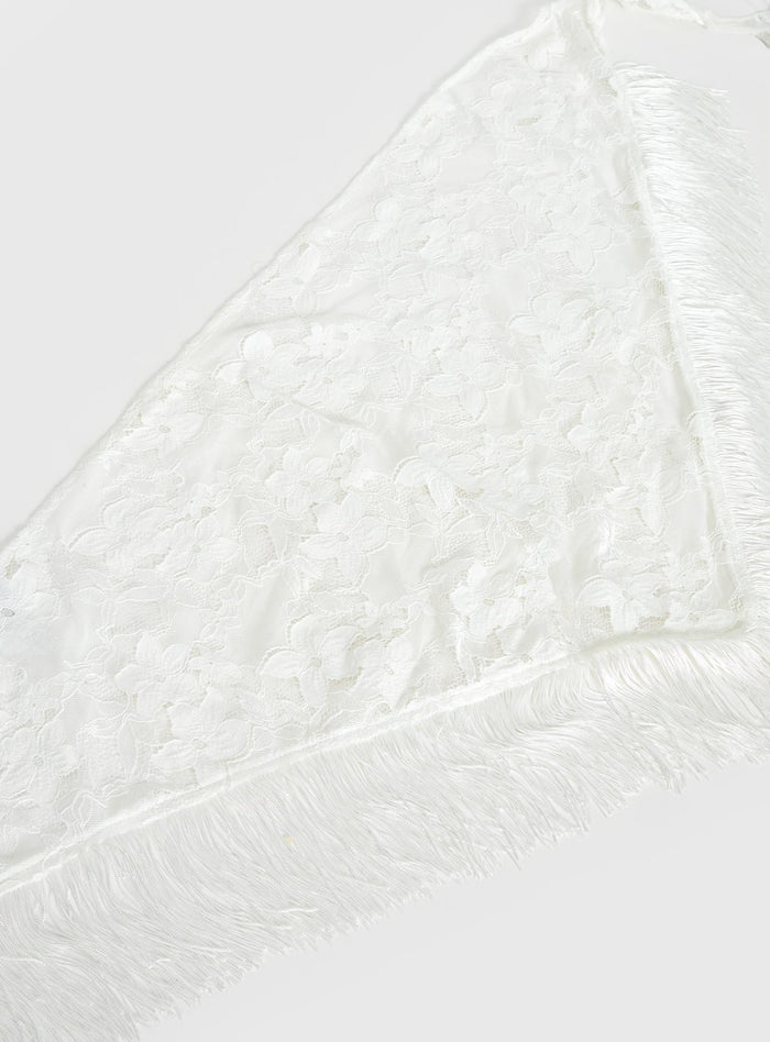 Elizebeth Tie Waist Tassel Belt White