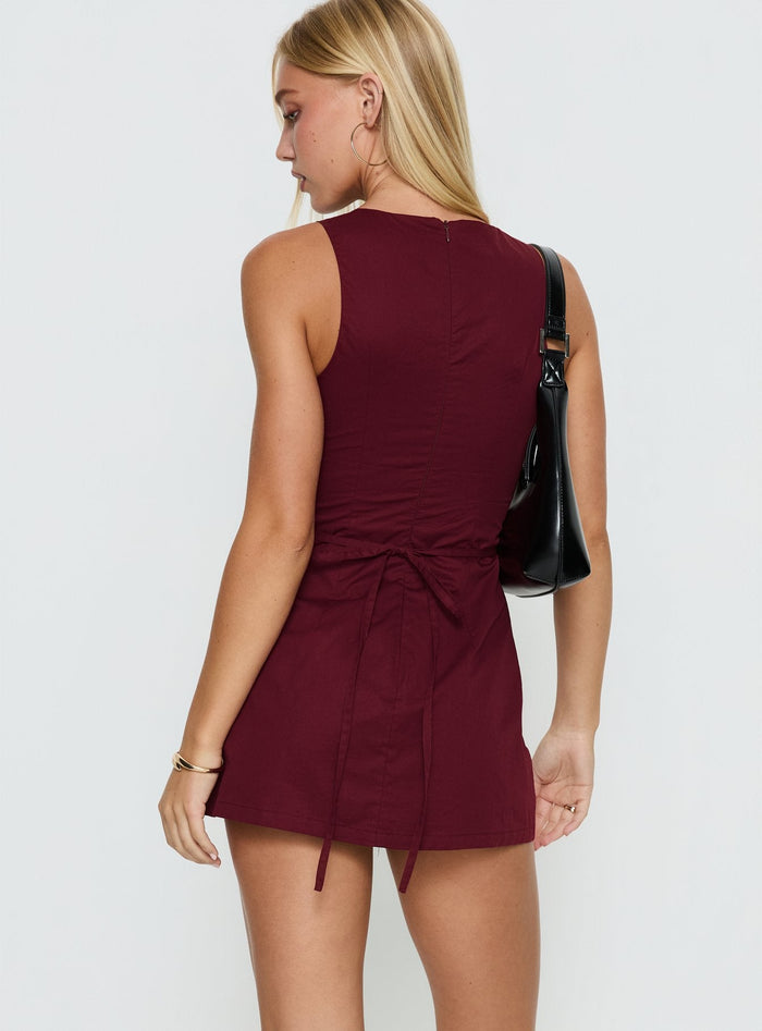 Etiquette Playsuit Burgundy