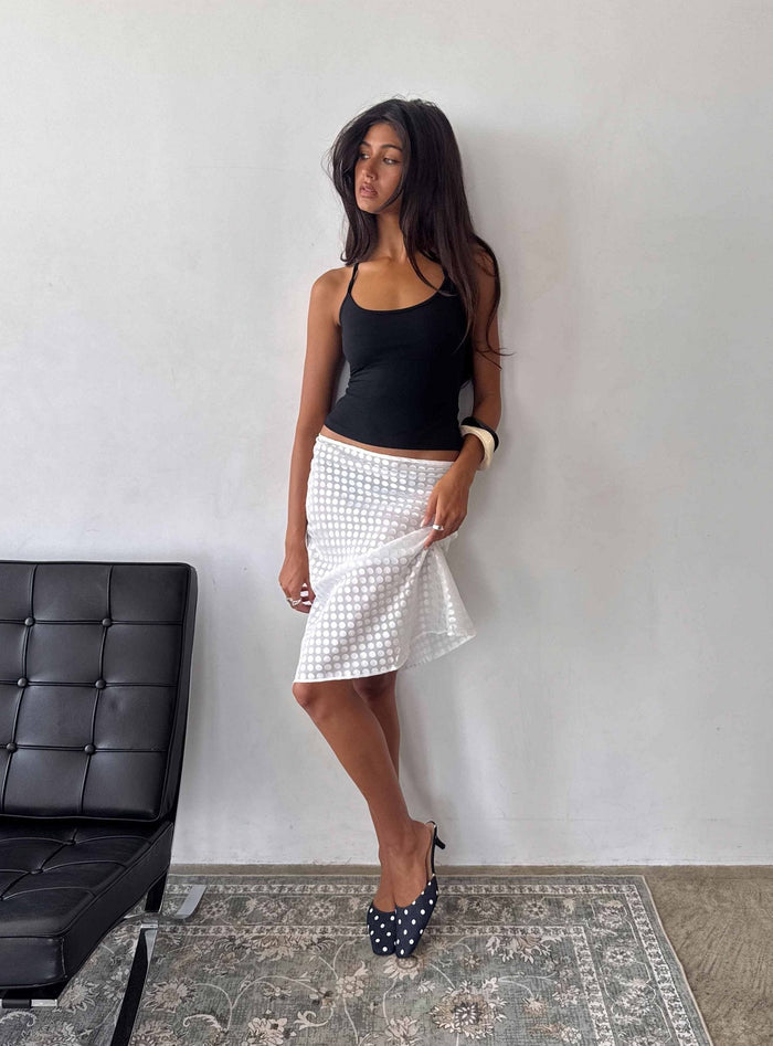Designed with an Evangela Sheer Midi Skirt in womens-skirts featuring midi length front view of model wearing Princess Polly