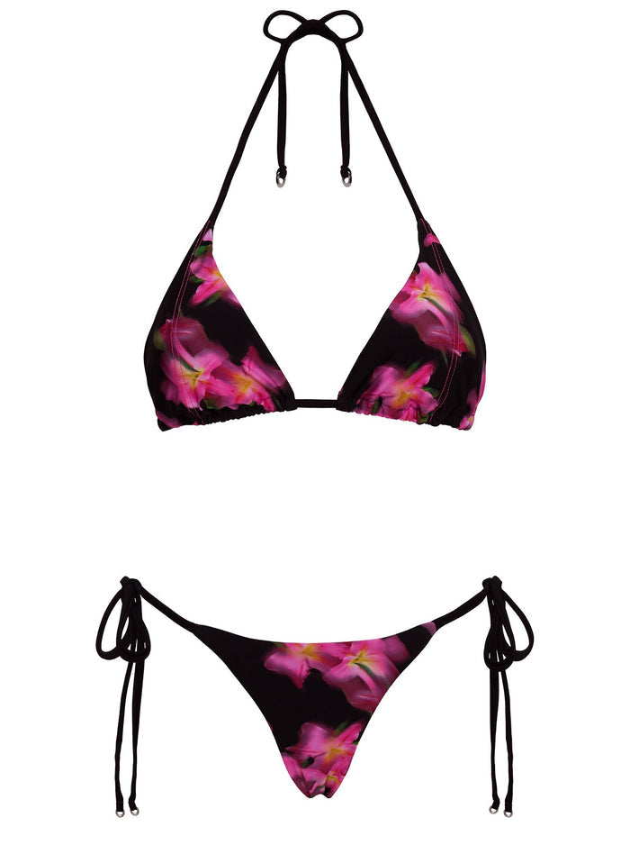 Fluera High Side Tie Bikini Bottoms Black Multi
