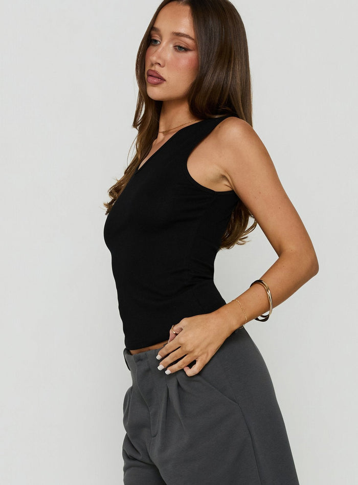 Furthest Thing V Neck Sleeveless Top Black