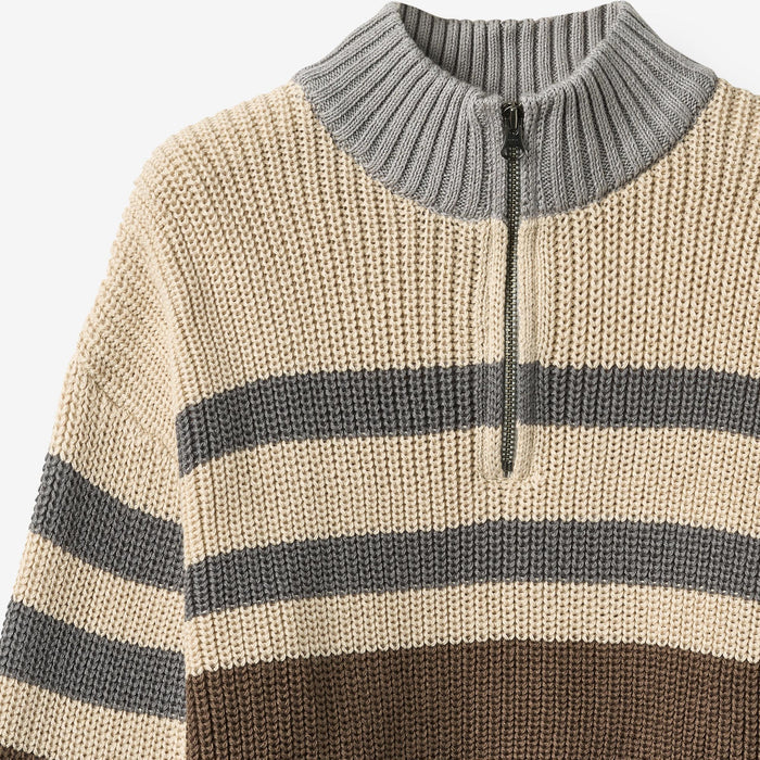 Wheat Main Half zip Jumper L/S Simo Pullover 1138 dry wood
