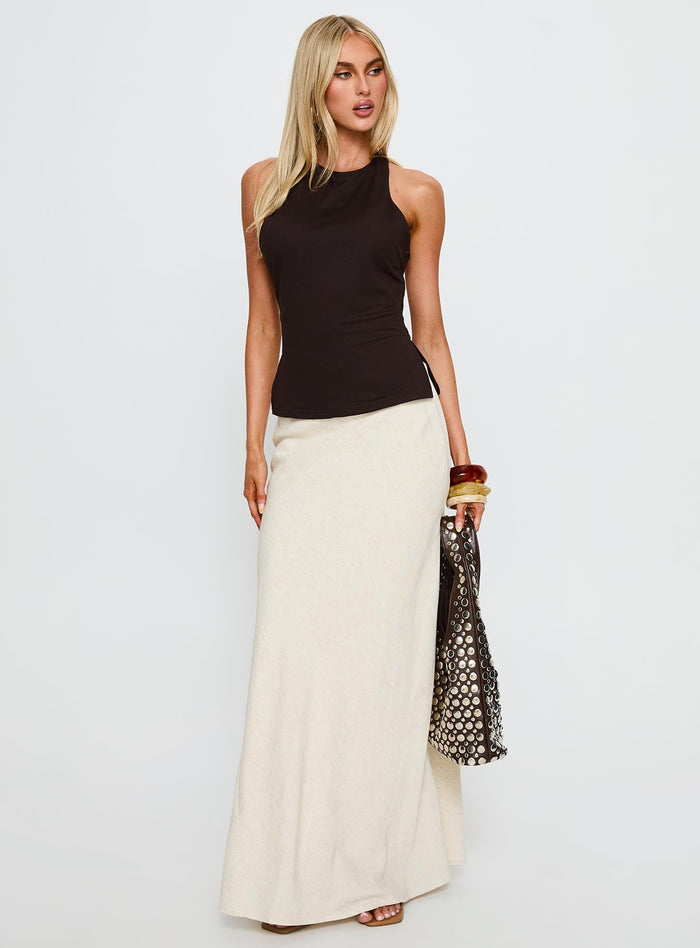 Harlene Back Detail Top Brown