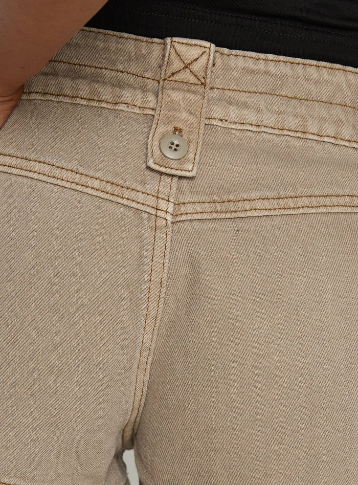 Headphones On Micro Cargo Short Washed Brown