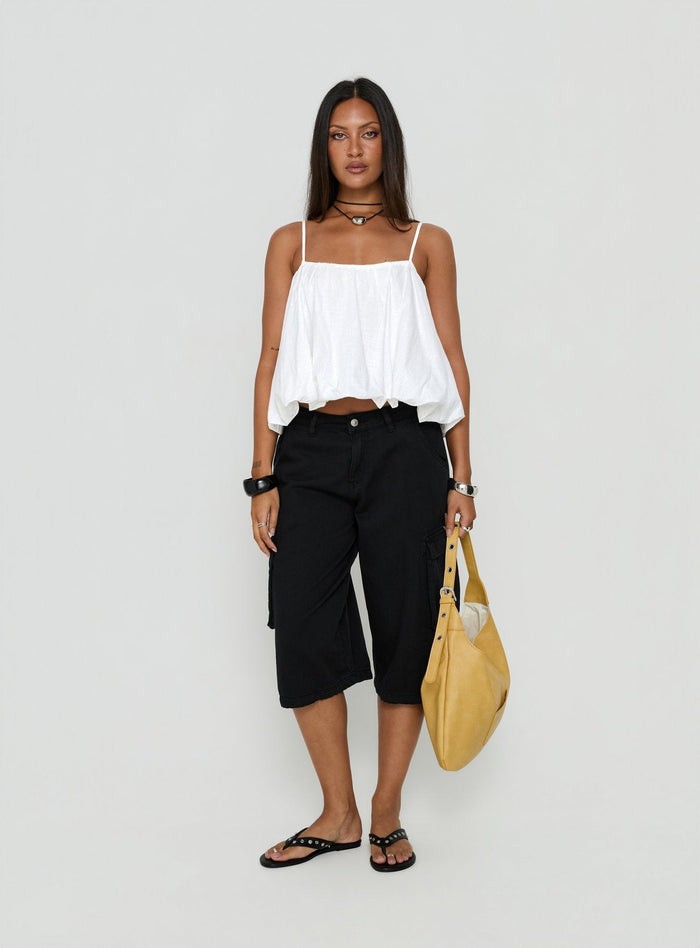 Hudsen Longline Cargo Shorts Washed Black